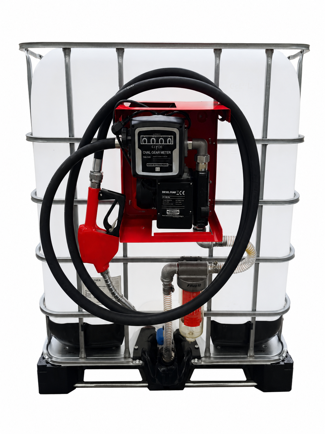 1000L Diesel Bowser with 60L/min 220v Pump, Auto Stop Nozzle & Water Captor Filter